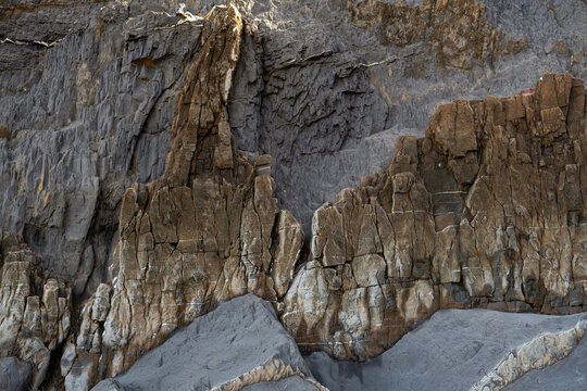 Detailed texture of rocky terrain showcasing rugged formations 