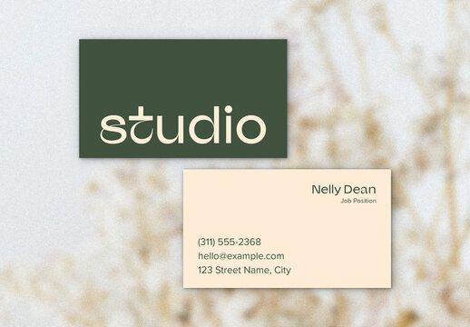 Minimal Business Card Layout with Green Accents