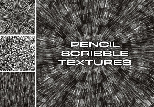 Set of Hand-Drawn Pencil Scribble Textures