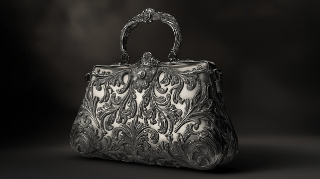 silver jewelry women hand bag isolated on blacky background