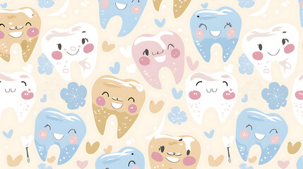 Fototapeta premium cartoon teeth pattern