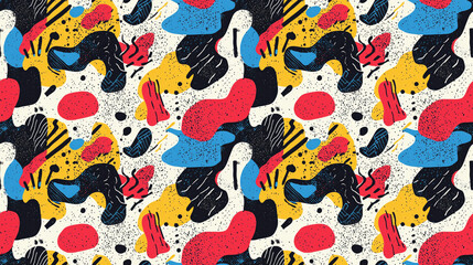 Cool abstract pattern with unique shapes and vibrant colors perfect for textile design and modern art prints