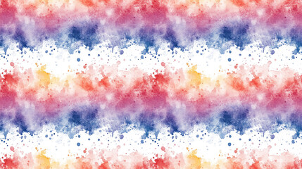 Fototapeta premium Colorful watercolor ombre leaks and splashes on white paper seamless pattern for creative projects design background