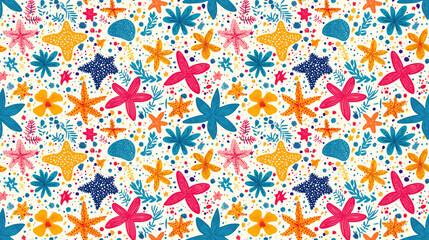 Vibrant seamless pattern featuring cheerful summer elements perfect for beach themed designs summer festivities