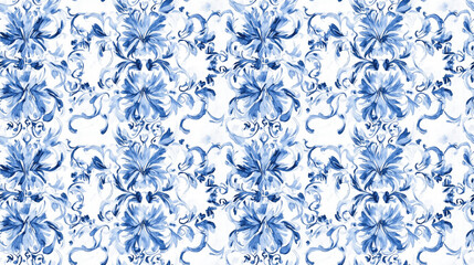 Seamless pattern featuring a stunning blue and white design ideal for backgrounds and textiles