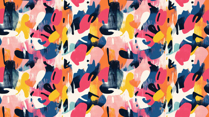 Obraz premium Seamless pattern featuring a chaotic abstract texture with vibrant colors ideal for graphic design and interior decor