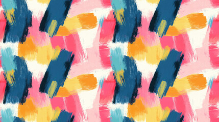 Naklejka premium Seamless abstract pattern featuring a brushed painted background with vibrant brush strokes ideal for textile and graphic design