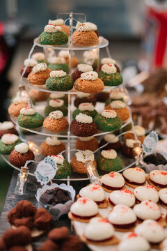 Colorful dessert tier at an event for the sweet tooth.