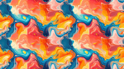 Colorful marbled abstraction seamless pattern featuring vivid swirls ideal for wallpaper and graphic design projects