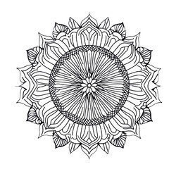 Mandala outline black and white ornament