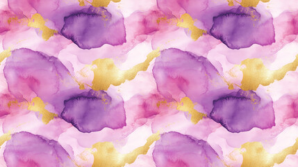 Fototapeta premium Seamless abstract watercolor pattern featuring unique ink textures and a shimmering gold foil effect for elegant design projects