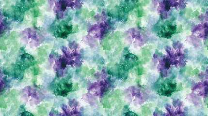 Obraz premium Seamless watercolor pattern featuring shades of green and violet with a grunge texture perfect for textile design