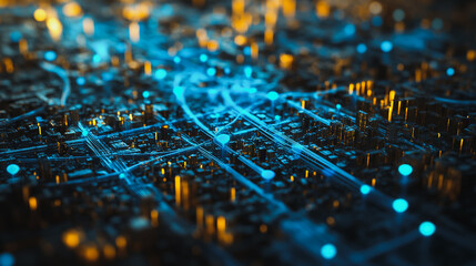 abstract professional business team people innovation connection of line from nail node to node on map background , networking concept