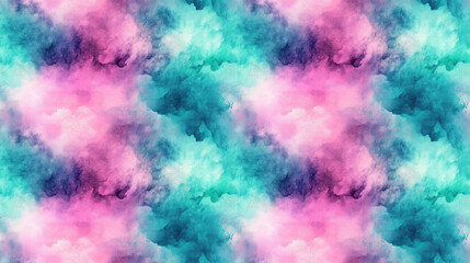 Fototapeta premium Vibrant seamless pattern featuring mint tie dye and watercolor gradients perfect for textile design and artistic projects