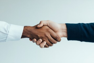 A symbolic image showcasing a handshake between two individuals of different ethnicities, emphasizing the themes of connection, trust, and cross-cultural collaboration.