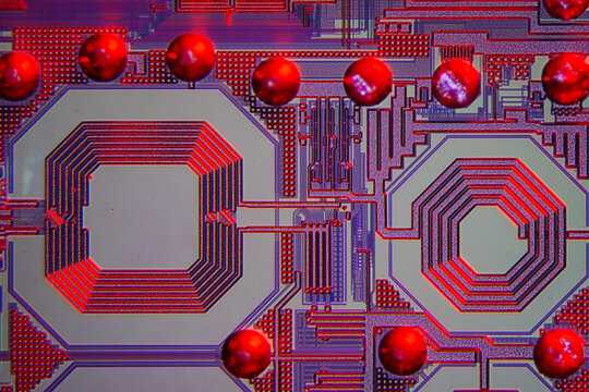 Wafer chip bumping micrograph