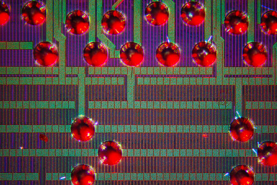 Wafer chip bumping micrograph