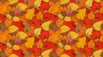 Fototapeta premium Seamless pattern of hand drawn autumn leaves in various stages of decay ideal for seasonal designs in postcards posters wallpaper and educational materials