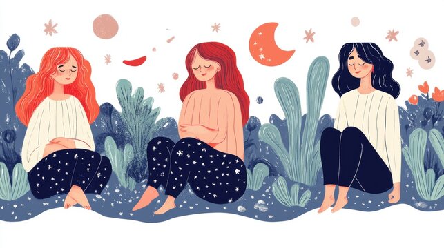 PMS. Female abdominal pain, menstrual syndrome and change behavior. Woman health, emotion and feelings. 