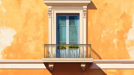Fototapeta premium Charming horizontal background of an italian window on a historic building wall in italy