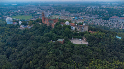 Fototapeta premium Songjiang District, Shanghai - Aerial photography of Sheshan and villa area