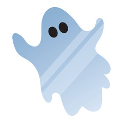 Blue ghost cartoon with simple shape and black eyes, Vector