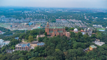 Obraz premium Songjiang District, Shanghai - Aerial photography of Sheshan and villa area