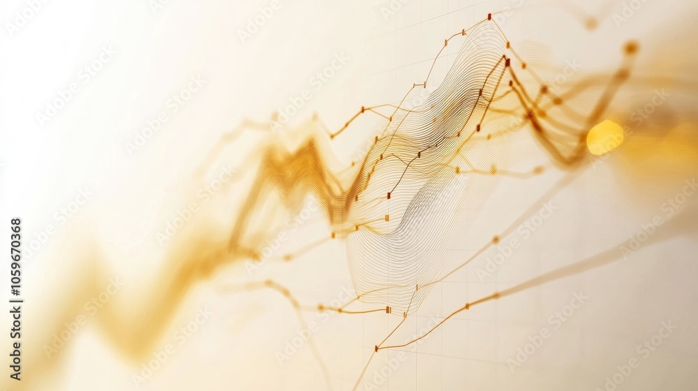 Poster abstract data visualization with golden lines and dots