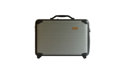 Silver and Black Rolling Suitcase on an isolated background