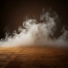 white smoke on wooden floor background