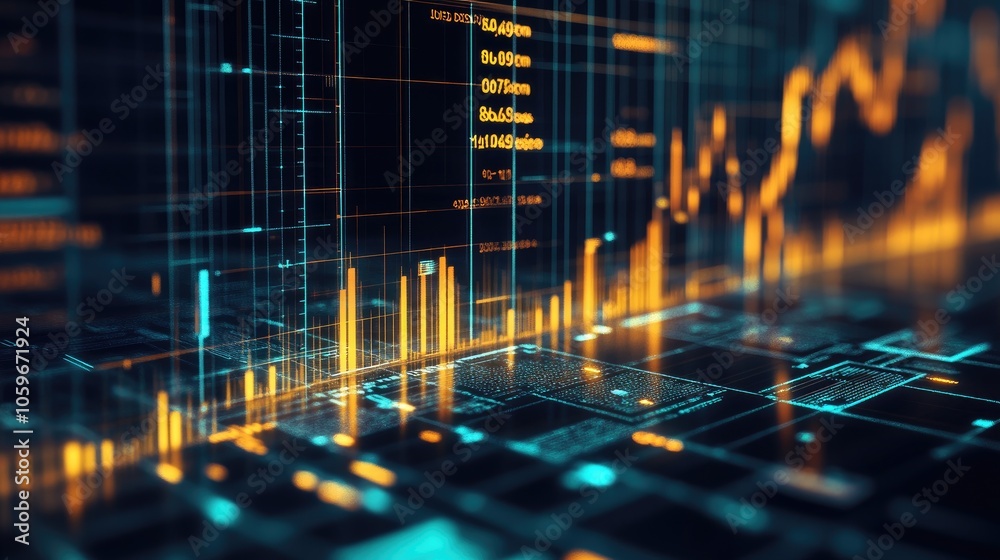 Poster digital data visualization and analytics background