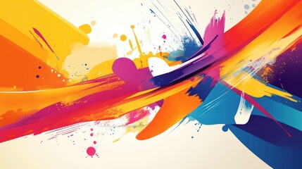 Abstract colorful background with streaks of paint and splatters.