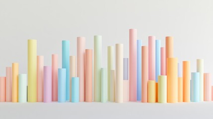Obraz premium Colorful Cylinders in Pastel Tones on White Background