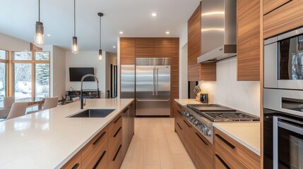 Modern Kitchen with Sleek Design and Natural Light