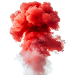 Fototapeta premium Red and blue smoke cloud explosion against transparent background