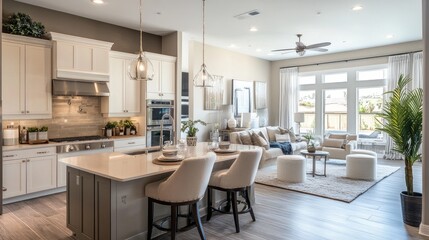 Modern Open-Concept Kitchen and Living Room Design