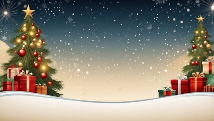 Obraz premium Christmas background with decoration items, Christmas Tree With Baubles And Blurred Shiny Lights