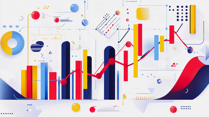Naklejka premium charts and graphs with statistics to innovative analyze business potential and forecast future development of companies growth.