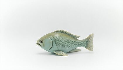 "A marine-style fish figurine on a white background, conveying relaxation and ocean vibes."
