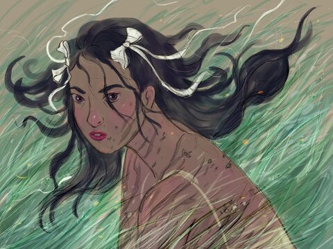 Portrait of a young multiracial girl