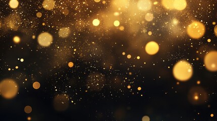Fototapeta premium Abstract background featuring glittering lights in gold and black with a de focused effect ideal for creating elegant and sophisticated banner designs