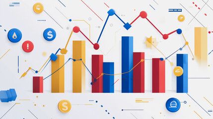 Fototapeta premium charts and graphs with statistics to innovative analyze business potential and forecast future development of companies growth.