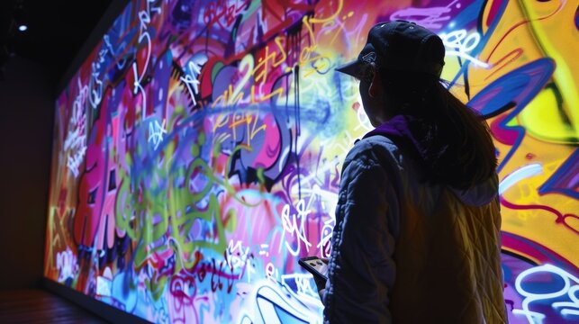 Fototapeta One corner of the gallery features a digital graffiti wall where visitors can use a specially designed stylus to create their own digital street art.