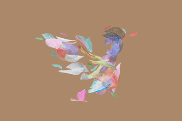 Transparent pastel foliage with intricate natural texture