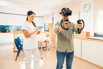 Patient using VR for therapy