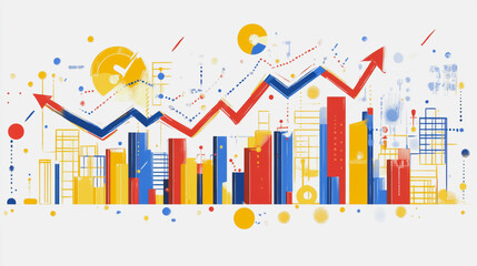 Fototapeta premium charts and graphs with statistics to innovative analyze business potential and forecast future development of companies growth.