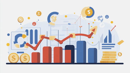charts and graphs with statistics to innovative analyze business potential and forecast future development of companies growth.