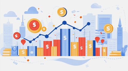 Fototapeta premium charts and graphs with statistics to innovative analyze business potential and forecast future development of companies growth.