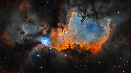 Fototapeta premium Cosmic Nebula: A Vivid Illustration of Star Formation and Dust Clouds
