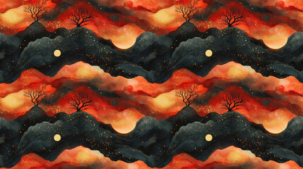 Watercolor seamless pattern featuring tropical leaves including palms and monstera vibrant allover print for swimwear botanical design